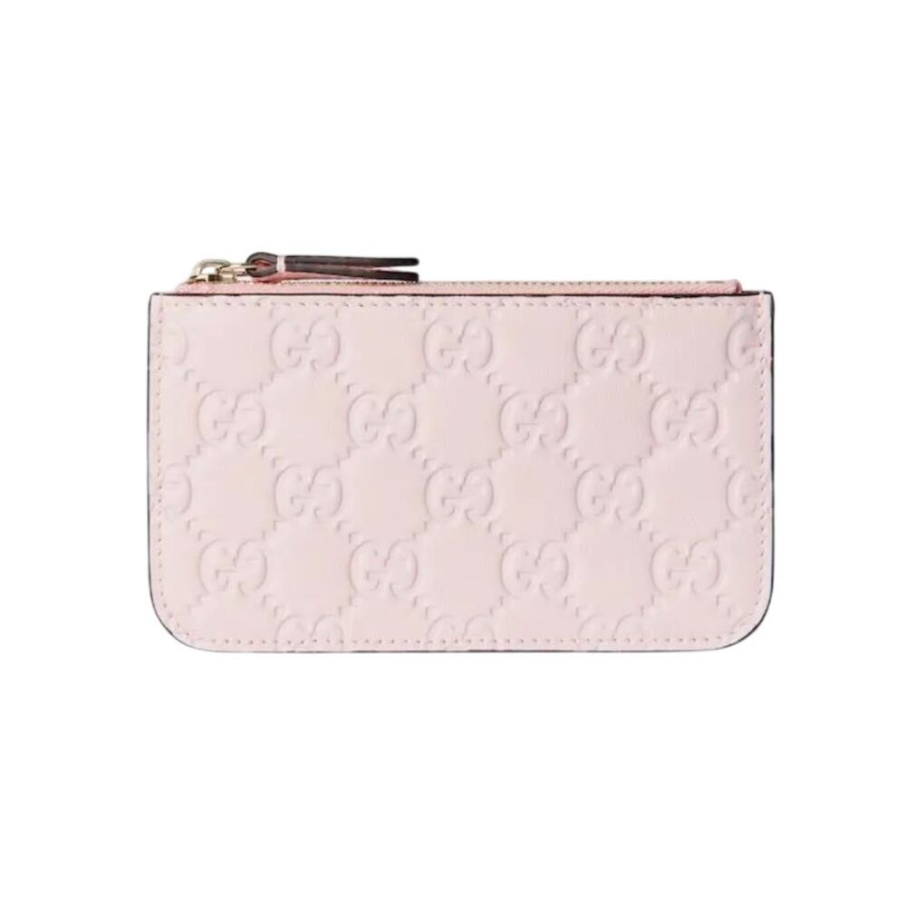 Gucci GG Emblem Pink Leather Key Pouch 847205 Authentic New